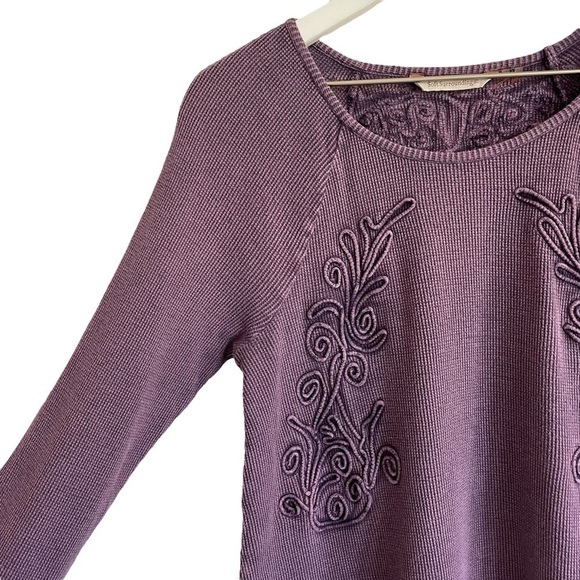 Soft Surroundings Purple Camden Thermal Embroidered Top, Size S - Picture 3 of 7